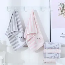 横条熊の純綿フェイスタオル【柔らかく吸水性抜群・家庭用・子供用】