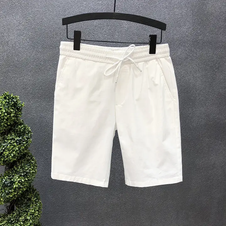 高級トレンド メンズ夏用ショートパンツ【白色・フィット・ゴムウエスト】