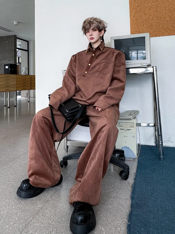 秋冬用斜め襟デザインのプルオーバーとワイドレッグパンツセット：20代男性向けカジュアルプレゼントの選定基準