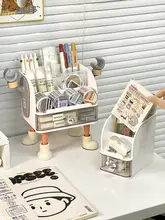 デスクオーガナイザー 文房具収納 引き出し付き ペン立て 付箋スタンド 可愛い キャラクターデザイン 学生 机用 デスク周り