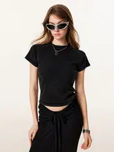 美式レトロフィットショートTシャツ【レディース・シンプル・半袖】