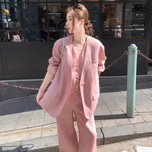 春夏用 全麻素材 レディースジャケット【カジュアルデザイン・ベスト・ハイウエストショートパンツ・パンツ】（セットアップ対応）