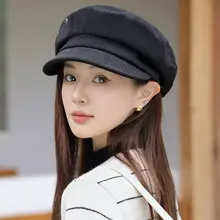 スタイルに合わせやすい！八角帽子【レトロデザイン・女性用・ボタン付き】