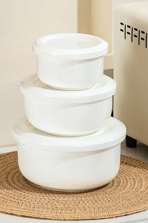 純白の骨瓷製ふた付きボウル【家庭用・蒸し卵・ラーメン用・中華スタイル】