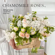 春色のバラとアジサイの造花ブーケ【テーブル装飾用・手持ちフラワー】