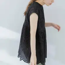 レディース 刺繍入りレースシャツ【夏用・短袖・ゆったり・カジュアル】