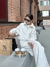 パーカーとワイドパンツ【カジュアルスタイル・ショートジャケット・ゆったりフィット】（セットアップ対応）