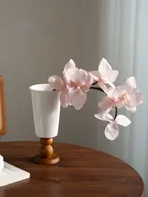 ヴィンテージ風フランススタイルの木製陶器フラワーベース【水栽培・高脚デザイン・リビング・ダイニング用装飾】