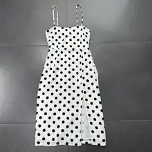 フレンチスタイルの大波点マキシドレス【エレガント・細身効果・キャミソール】