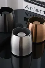 スタイリッシュなステンレス製灰皿【蓋付き・厚手・現代的デザイン・家庭用・カフェ用】