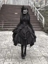 ゴシックスタイルのロリィタドレス【豪華なウエストベルト・姫袖・古典的なデザイン】