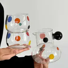 ガラス ドット 茶ポット フルーツポット 耐熱カップ コーヒーカップ 個性的 素材
