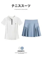 女性用テニスウェア【夏季用・速乾・短袖・フィットネス・ランニングスカート付き】（セットアップ対応）