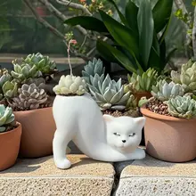 クリエイティブかわいい猫の尻尾柱 植木鉢 漫画 花瓶