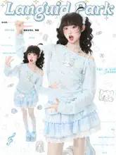 フリル付きオフショルダー日焼け防止長袖トップス【夏用・星柄】（セットアップ対応）