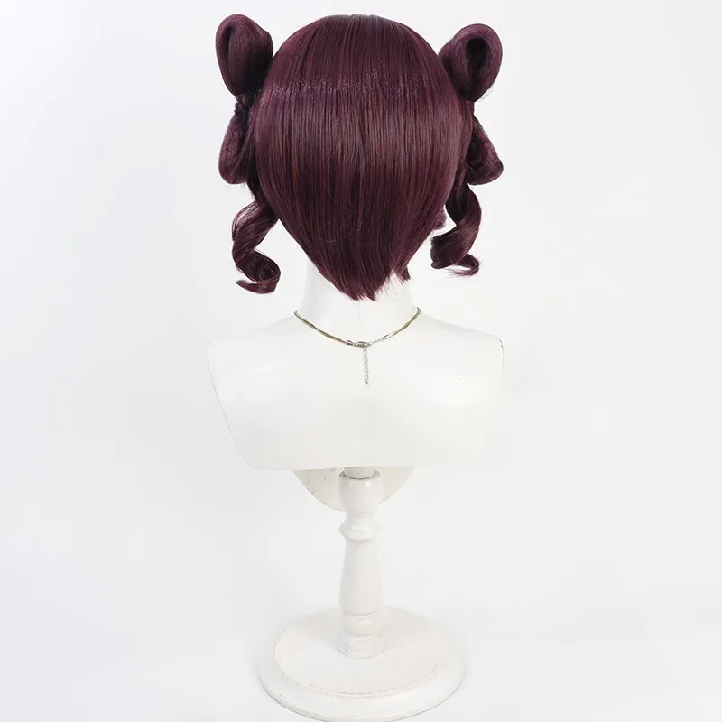 紫色のコスプレウィッグ【分体リボンデザイン】：くるくるパーマちゃん風の可愛さを再現する分体リボンスタイル