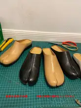 本革製 平底オープントゥシューズ【コンフォート・レディース・滑り止め】