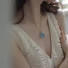 ネックレス アクアマリン 14Kゴールドフィルド ハンドメイド ワイヤーラッピング 3月の誕生石 柔らかな光沢