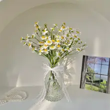 造花 デイジー花束【ガラス花瓶付き・DIY装飾・北欧風】