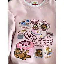 加フィ猫デザインの刺繍入りゆったりスウェット【秋冬用・トレンドスタイル・男女兼用】（セットアップ対応）