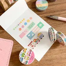 装飾用チェックパターン布の washiテープ【離型紙なし・花模様・手帳用】