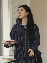 春季にぴったりのチェック柄シャツワンピース【デザイン性抜群・ロング丈】