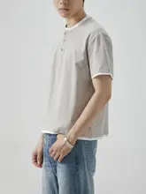 半袖Tシャツ メンズ フェイクレイヤード ヘンリーネック ヴィンテージ カジュアル 秋