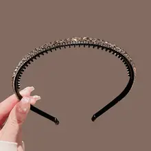 水晶装飾のシンプルなヘアバンド【前髪用・スタイリングアクセサリー】