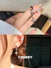 四角星型ジルコニアイヤクリップ【ファッション・高級感・インスタ映え】