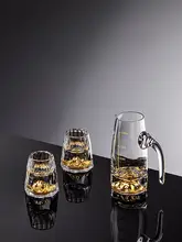 白酒杯 分酒器 セット 小型 クリスタルガラス 創造的 ゴールド箔