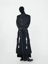 国風中華スタイル立ち衿長袖シャツ【高級感あるサテン・シワ防止・和服風】
