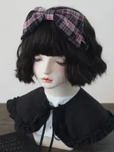 手作り二重リボンヘアバンド【チェック柄・ブラックピンク・日本風】