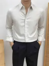 ビジネス用 天然青色の長袖シャツ【通勤・設定ファッション・しわになりにくい】