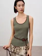 リネン手編みフラワーニットタンクトップ【夏用・フィット・カジュアルスタイル】（セットアップ対応）