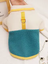 引き手付きの冬用ペット服【ブルーグレー・ダウン付き・スリーブレス・脱毛防止】