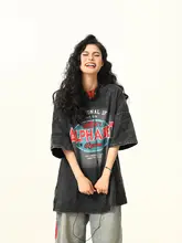 半袖Tシャツ ユニセックス ペア レタード ウォッシュ加工 ヘビーオンス アメリカン風 ストリート