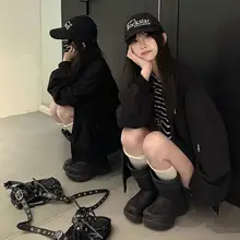 黒いオーバーサイズの多収納ファイタージャケット【春用・ゆったりシルエット・レトロスタイル】