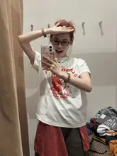 アメリカンレトロデザインの小悪魔プリント 半袖Tシャツ【夏用・ゆったりフィット】