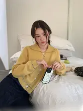 襟付きニットセーター【コントラストカラー・明線装飾】