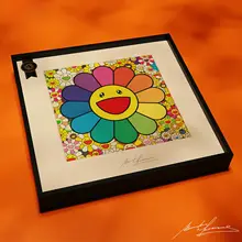村上隆デザインの飾り絵【インテリア・四角形・ひまわりモチーフ】