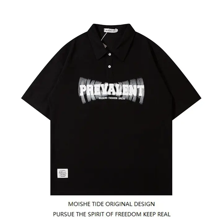 ユニセックス 半袖ポロシャツ【レトロロゴプリント・ゆったりフィット・カジュアル】