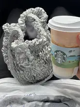 シルバーのプリーツデザインバッグ【個性的・ショルダー・斜め掛け・バケツ型】