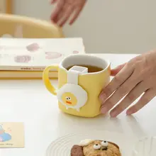 茶こし付きマグカップ【かわいいデザイン・陶器製・コーヒーやミルク用】
