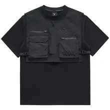 多ポケットデザインの半袖Tシャツ【機能性・カジュアルスタイル・メンズ】（セットアップ対応）