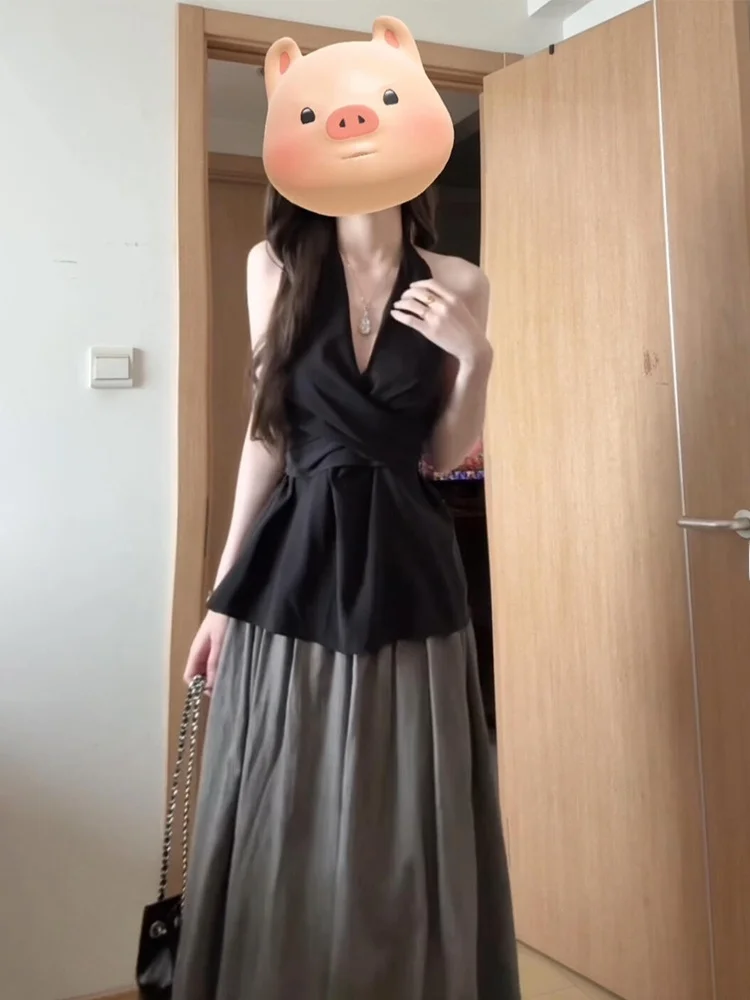 夏にぴったりの美しいロングスカートとミニスカートのセットアップ（セットアップ対応）