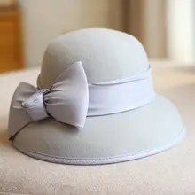 ウールフェルト製 ヴィンテージ風 バタフライリボン付き レディースフィッシャーハット【調節可能・秋冬用】