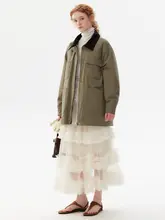 バイカラー襟の白鹅绒アウター【冬用・レトロスタイル・厚手ジャケット】