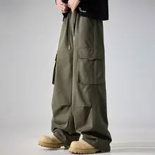 秋用 メンズ バイビー風 マルチポケット デザインカーゴパンツ【ワイドレッグ・ストレート】（セットアップ対応）