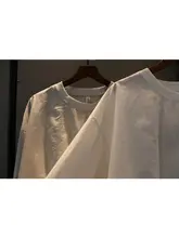 カジュアルコットン丸首シャツ【秋用・ゆったりシルエット・フリンジデザイン】