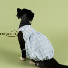 夏用チェック柄フリルパンプキンスカート【デボン猫用・かわいいデザイン・無毛猫用】
